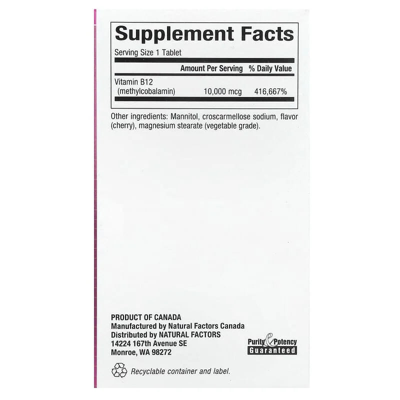 Natural Factors Methylcobalamin B12 10000 mcg