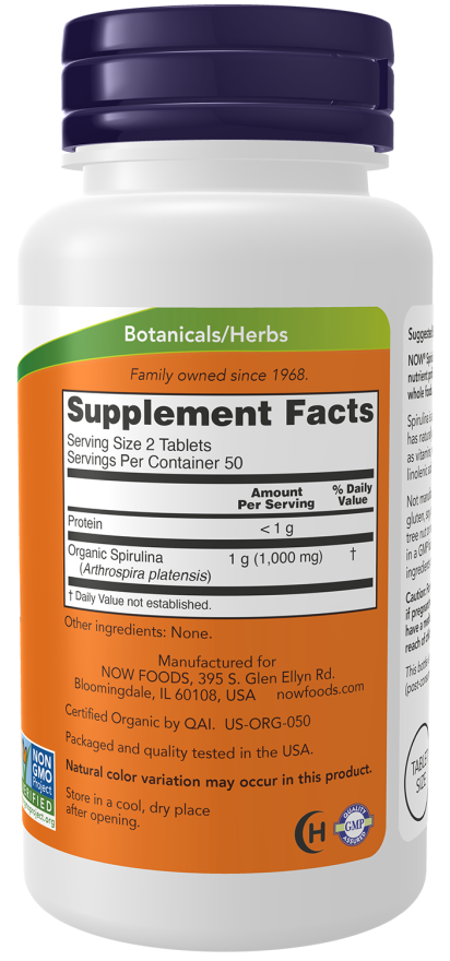 Spirulina, Organic 500 mg Tablets