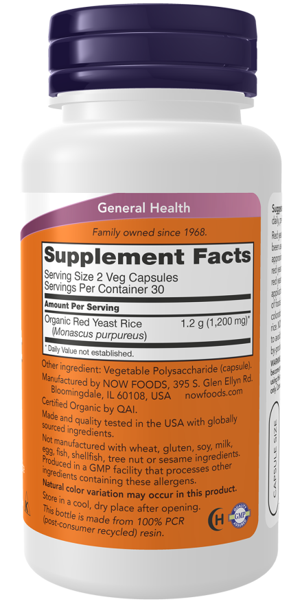 Red Yeast Rice 600 mg Veg Capsules