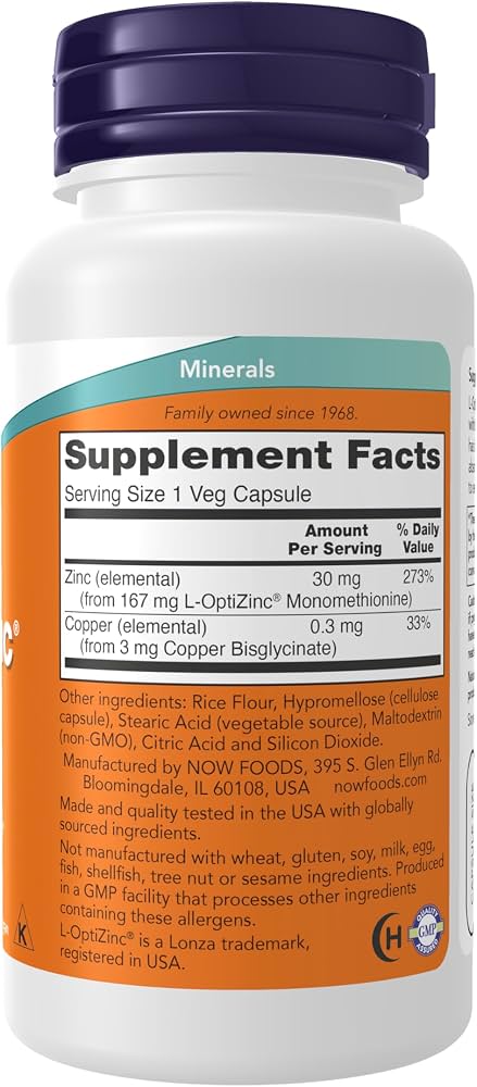 NOW L-OptiZinc 30 mg