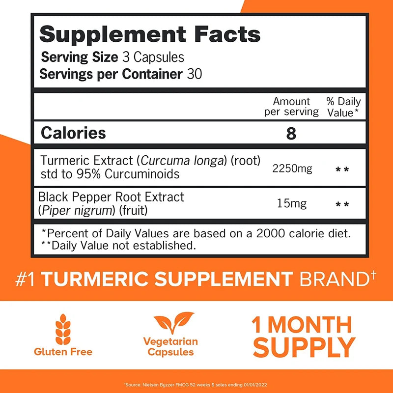 Turmeric Curcumin with Black Pepper Capsules, 2250 mg