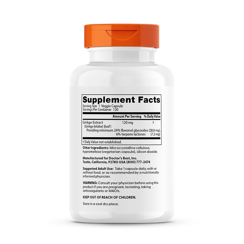 Doctor's Best Extra Strength Ginkgo, 120 mg, 120 Veggie Caps