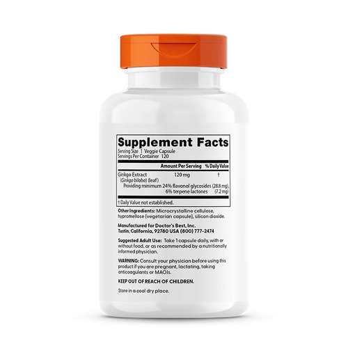 Doctor's Best Extra Strength Ginkgo, 120 mg, 120 Veggie Caps