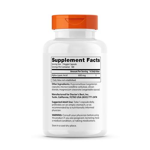 Doctor's Best Alpha-Lipoic Acid 600, 600 mg, 180 Veggie Caps