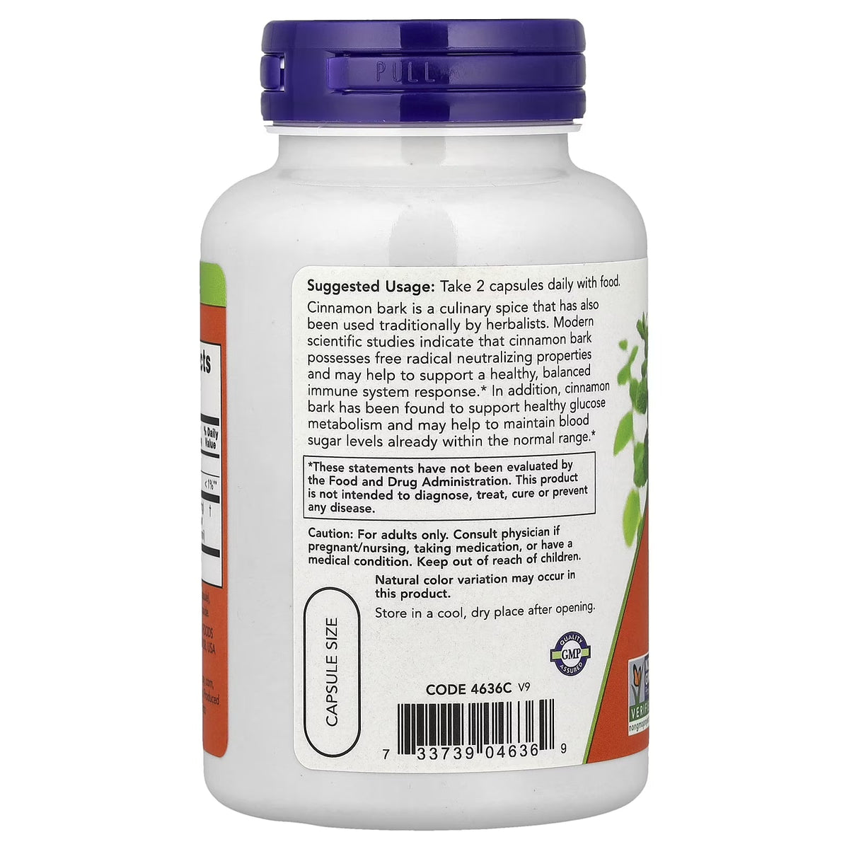 NOW Cinnamon Bark 600 mg