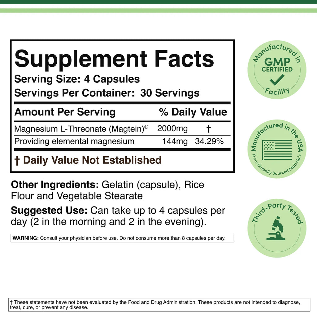 Magnesium L-Threonate (Magtein) Supplement