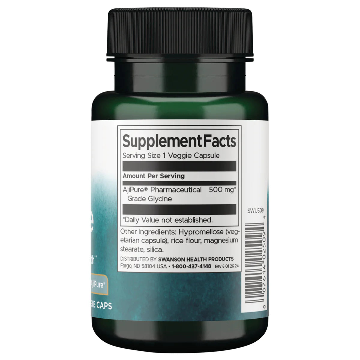swanson ultra ajipure glycine pharmaceutical grade 500mg 60veg capsules