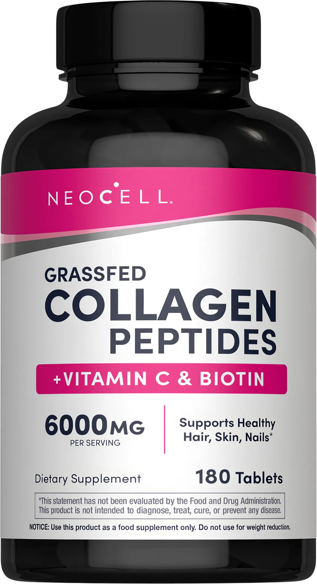 Grassfed Collagen Peptides + C & Biotin, 6000 mg, 180 Caplets