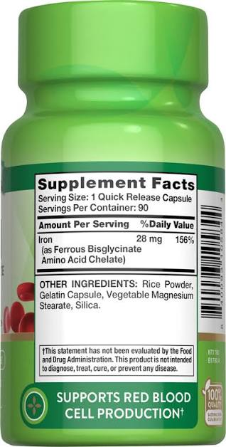 Nature's Truth Iron Bisglycinate 28 mg
