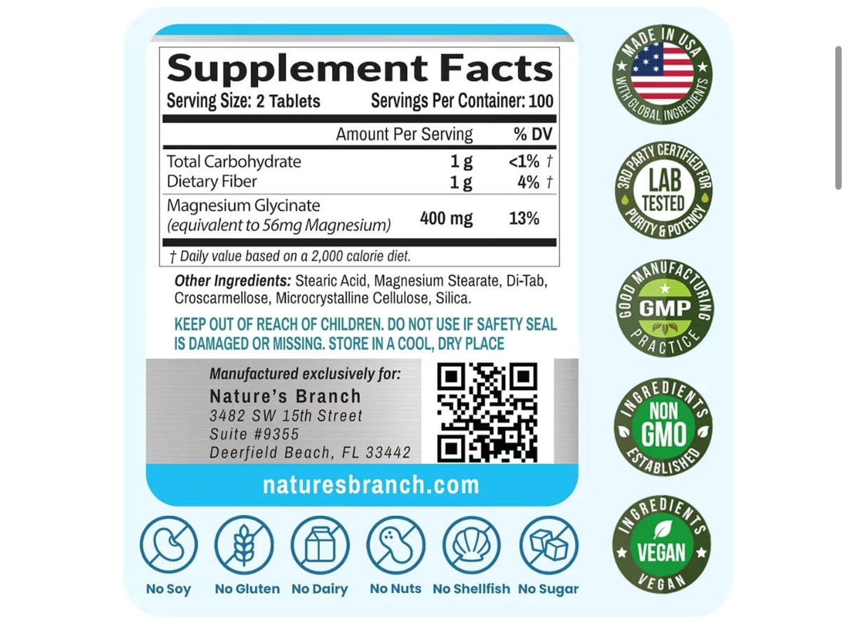 Nature's Branch Magnesium Glycinate 400 mg