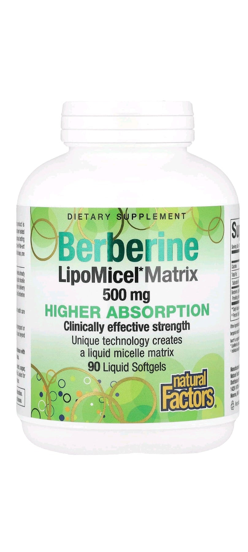 Natural Factors Berberine LipoMicel Matrix 500 mg