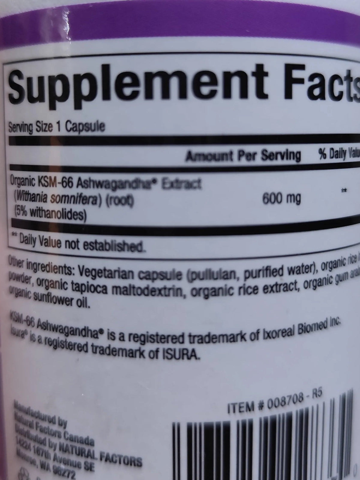 Natural Factors Ashwagandha Stress-Relax 600 mg